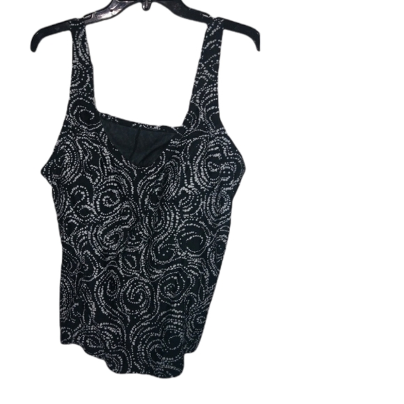 SJB 24W Black White Tankini  Swim Top Plus - Picture 2 of 5